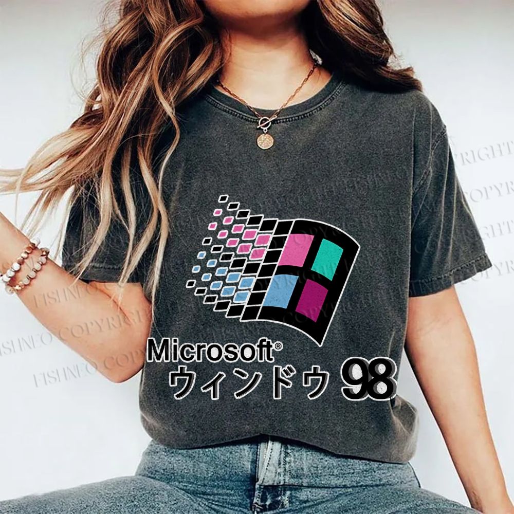 Unisex Microsoft Windows 98 Vintage Printed Washed Tee
