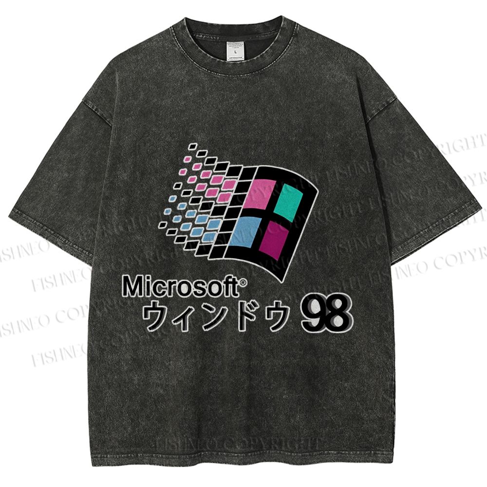 Unisex Microsoft Windows 98 Vintage Printed Washed Tee