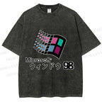 Unisex Microsoft Windows 98 Vintage Printed Washed Tee