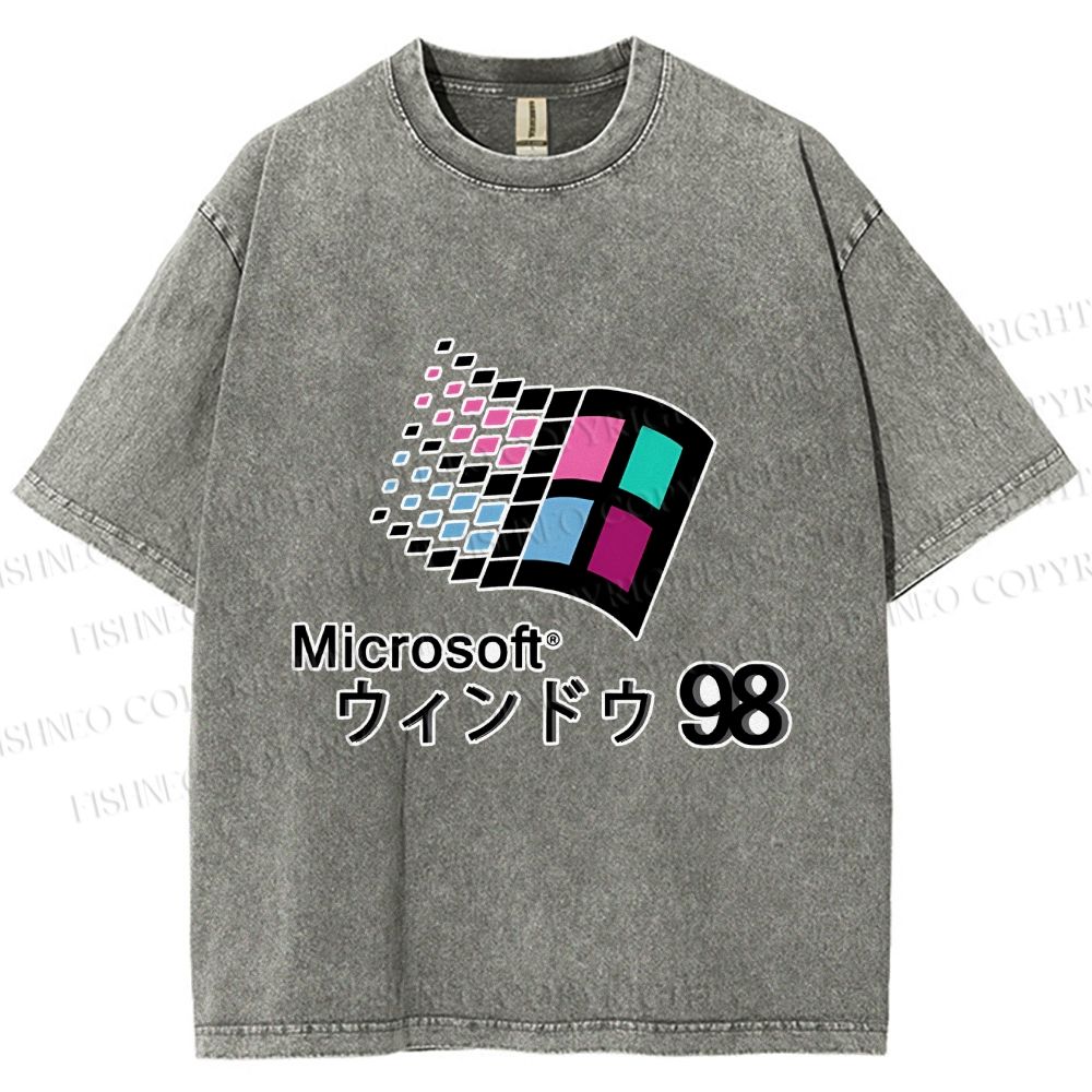 Unisex Microsoft Windows 98 Vintage Printed Washed Tee