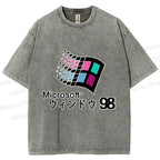 Unisex Microsoft Windows 98 Vintage Printed Washed Tee