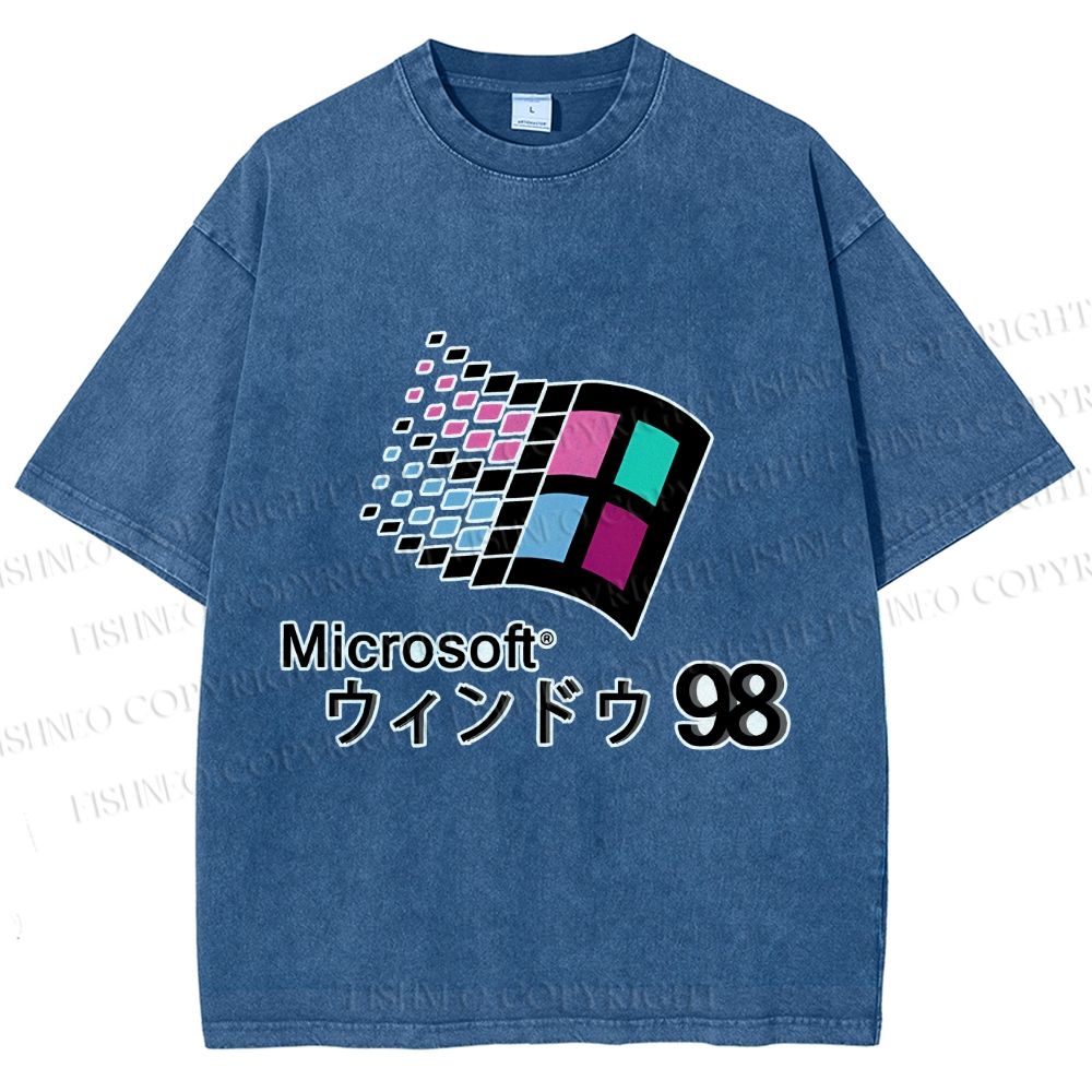 Unisex Microsoft Windows 98 Vintage Printed Washed Tee