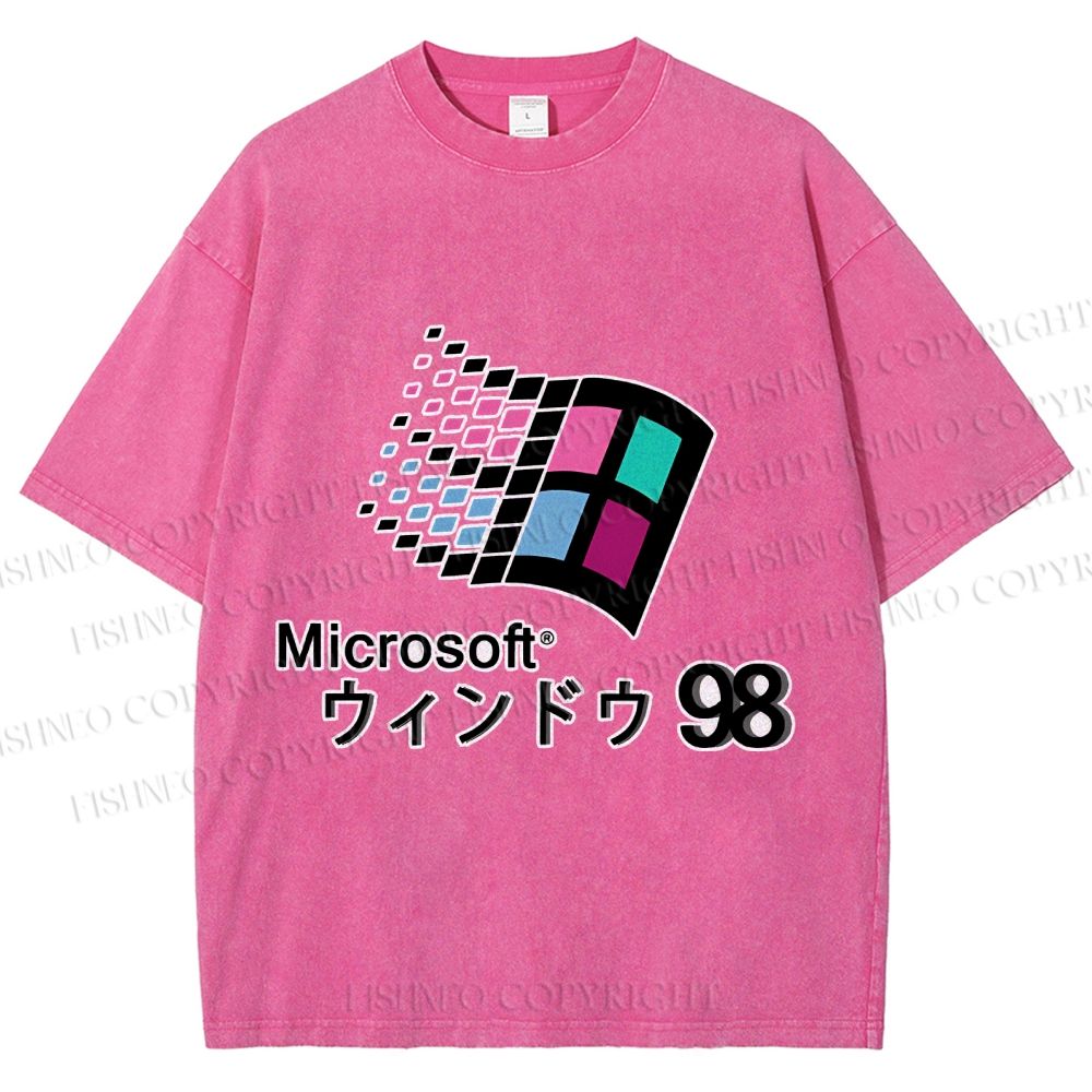 Unisex Microsoft Windows 98 Vintage Printed Washed Tee