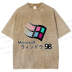 Unisex Microsoft Windows 98 Vintage Printed Washed Tee