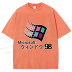 Unisex Microsoft Windows 98 Vintage Printed Washed Tee