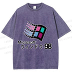 Unisex Microsoft Windows 98 Vintage Printed Washed Tee