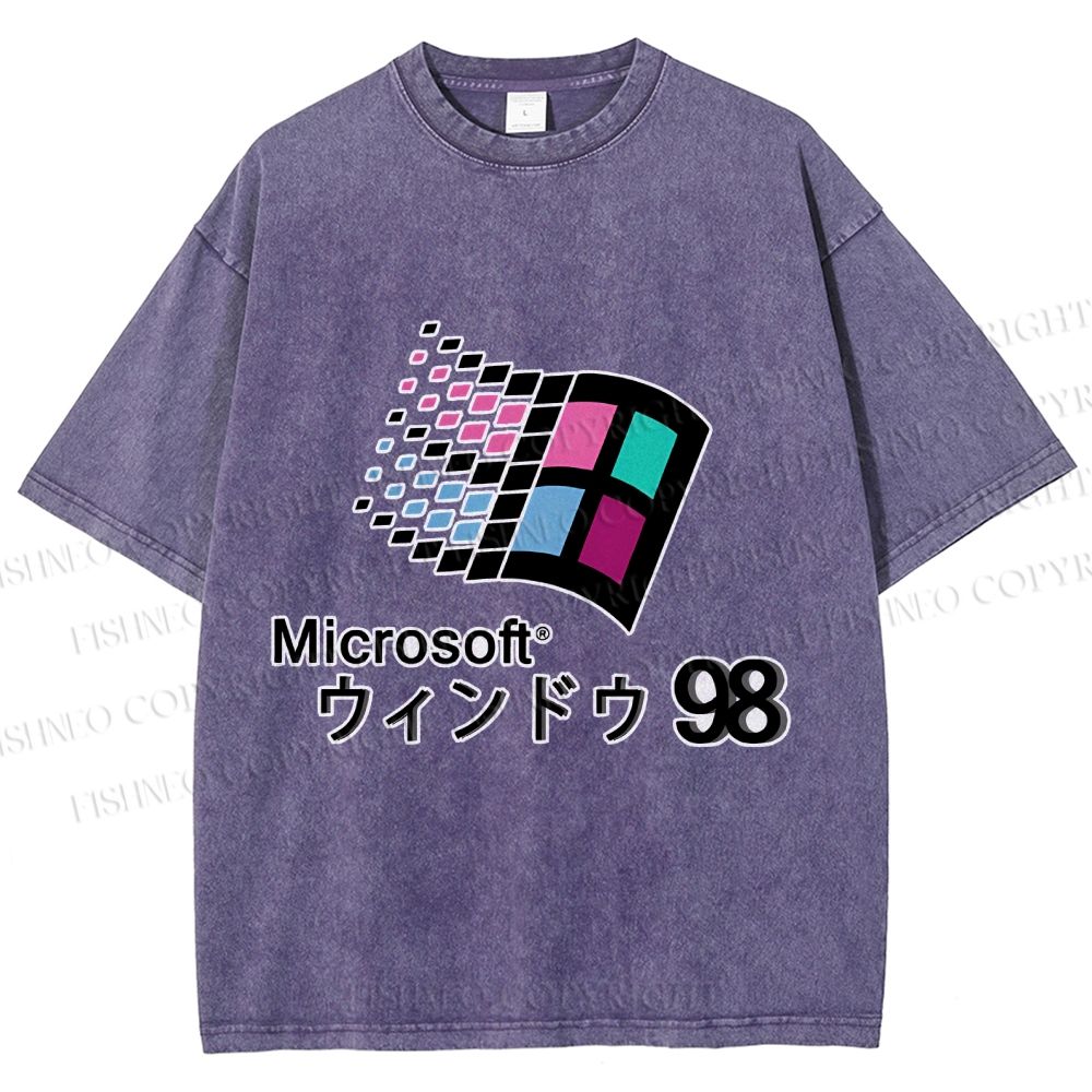 Unisex Microsoft Windows 98 Vintage Printed Washed Tee