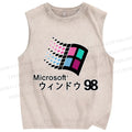 Unisex Microsoft Windows 98 Vintage Printed Washed Tank Top