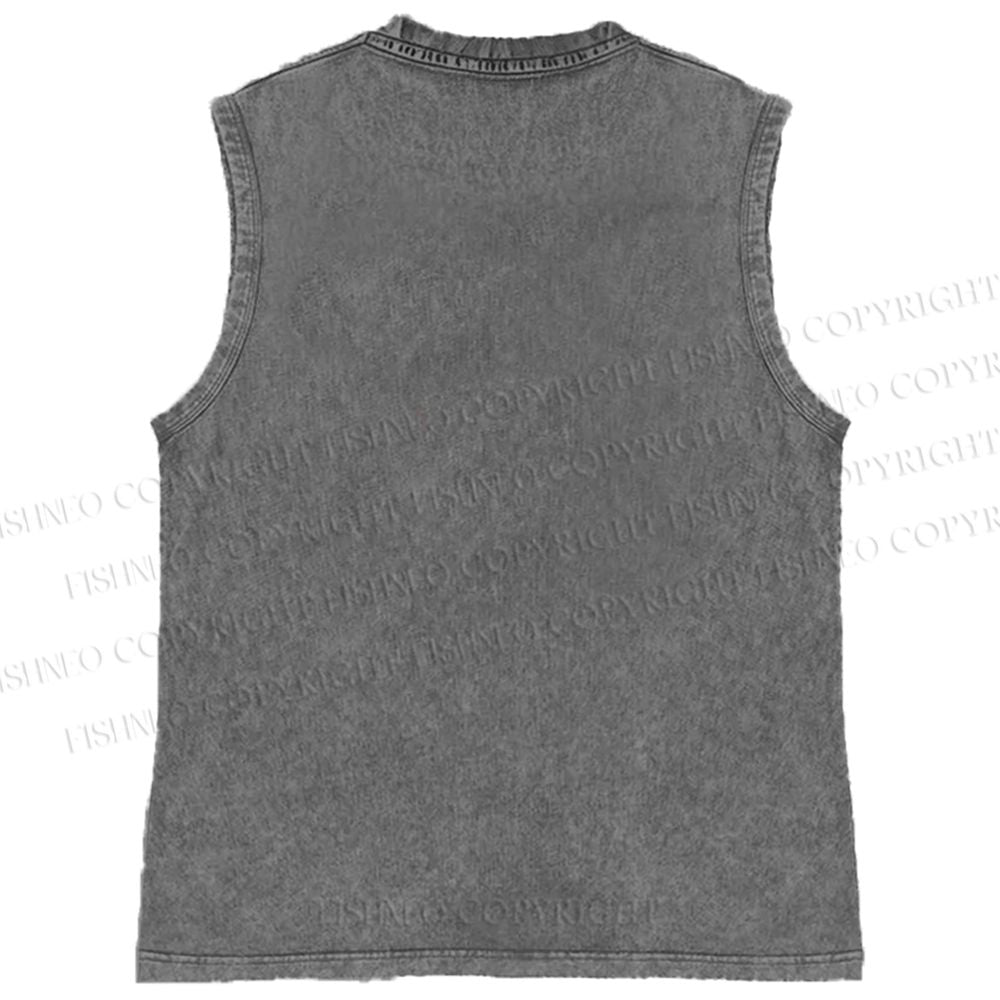 Unisex Terminator Polaroid Printed Washed Tank Top