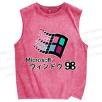 Unisex Microsoft Windows 98 Vintage Printed Washed Tank Top