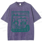 Unisex Vintage Cat‘s Cafe Printed Washed Tee