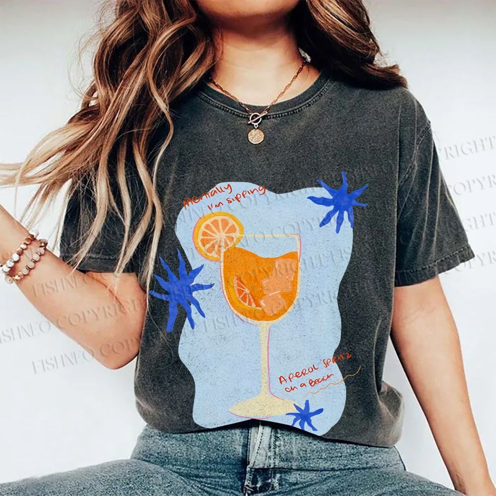 Unisex Orange Juice Graffiti Printed Washed Tee