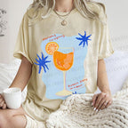 Unisex Orange Juice Graffiti Printed Washed Tee