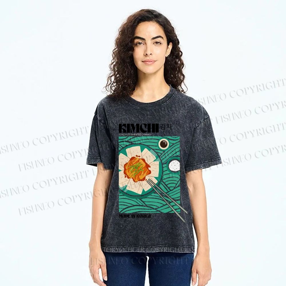 Unisex KImchi Poster Printed Washed Tee
