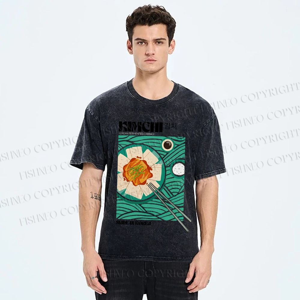 Unisex KImchi Poster Printed Washed Tee