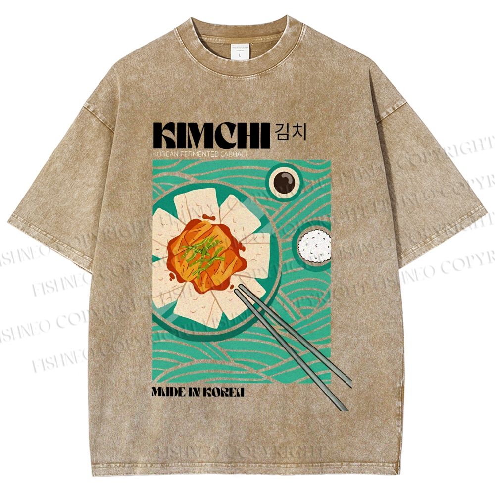 Unisex KImchi Poster Printed Washed Tee
