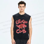 Unisex Esprresso Espresso Coffee Cat  Printed Washed Tank Top