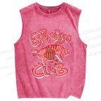 Unisex Esprresso Espresso Coffee Cat  Printed Washed Tank Top