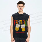 Unisex Farmrio Beer Drink Printed Washed Tank Top