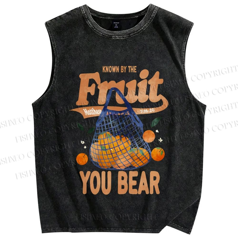 Unisex Fruit You Bear Vintage Printed Washed Tank Top