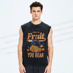 Unisex Fruit You Bear Vintage Printed Washed Tank Top