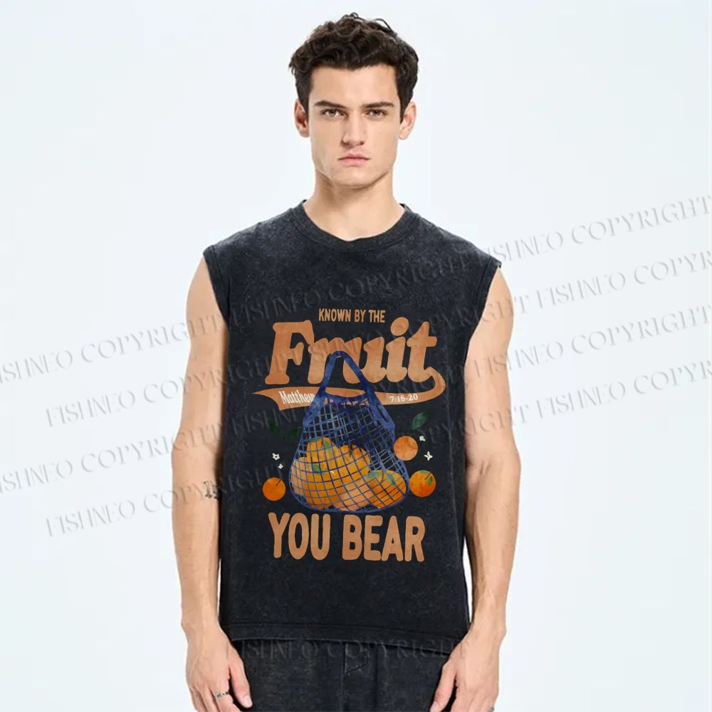 Unisex Fruit You Bear Vintage Printed Washed Tank Top