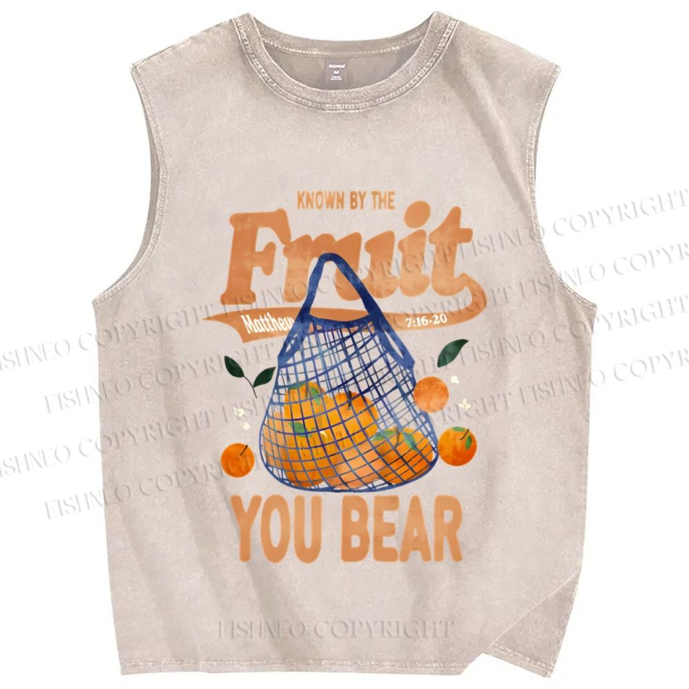 Unisex Fruit You Bear Vintage Printed Washed Tank Top
