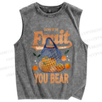 Unisex Fruit You Bear Vintage Printed Washed Tank Top