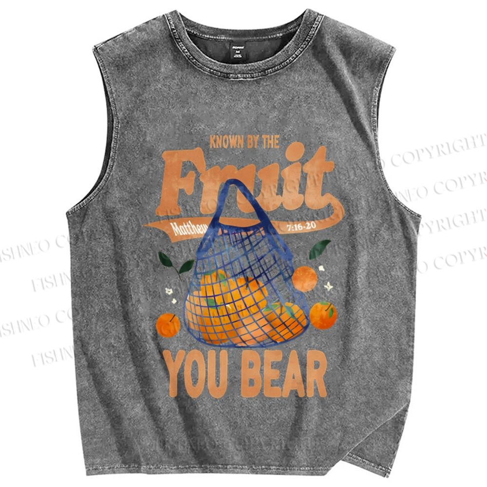 Unisex Fruit You Bear Vintage Printed Washed Tank Top