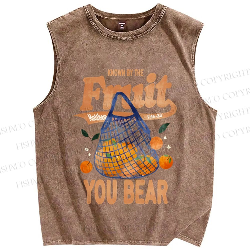 Unisex Fruit You Bear Vintage Printed Washed Tank Top