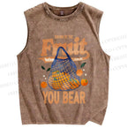 Unisex Fruit You Bear Vintage Printed Washed Tank Top