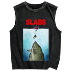 Unisex SLABS Fish Printed Washed Tank Top