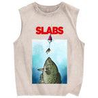 Unisex SLABS Fish Printed Washed Tank Top