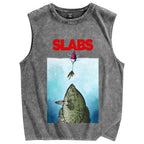 Unisex SLABS Fish Printed Washed Tank Top