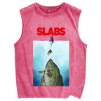 Unisex SLABS Fish Printed Washed Tank Top