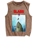 Unisex SLABS Fish Printed Washed Tank Top