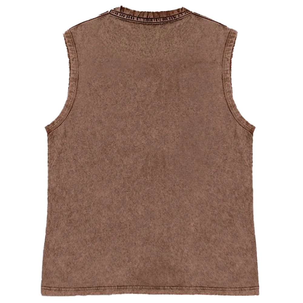 Left Unsupervised Raccoon Vintage Distressed Washed Tank Top