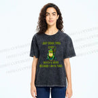 Unisex Cartoon Frogs Printed Washed Tee