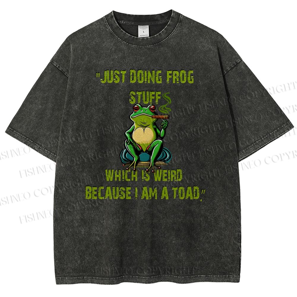 Unisex Cartoon Frogs Printed Washed Tee