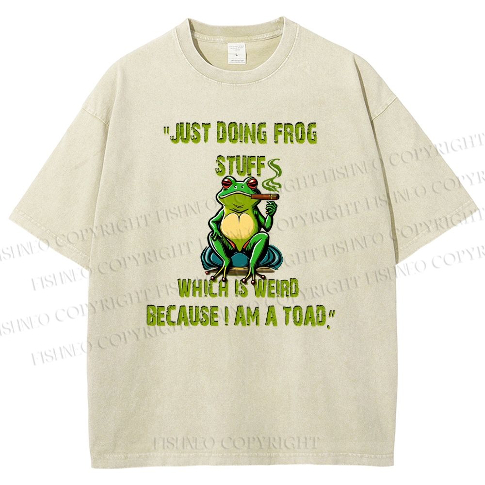 Unisex Cartoon Frogs Printed Washed Tee
