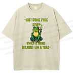 Unisex Cartoon Frogs Printed Washed Tee