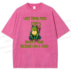 Unisex Cartoon Frogs Printed Washed Tee