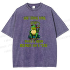 Unisex Cartoon Frogs Printed Washed Tee