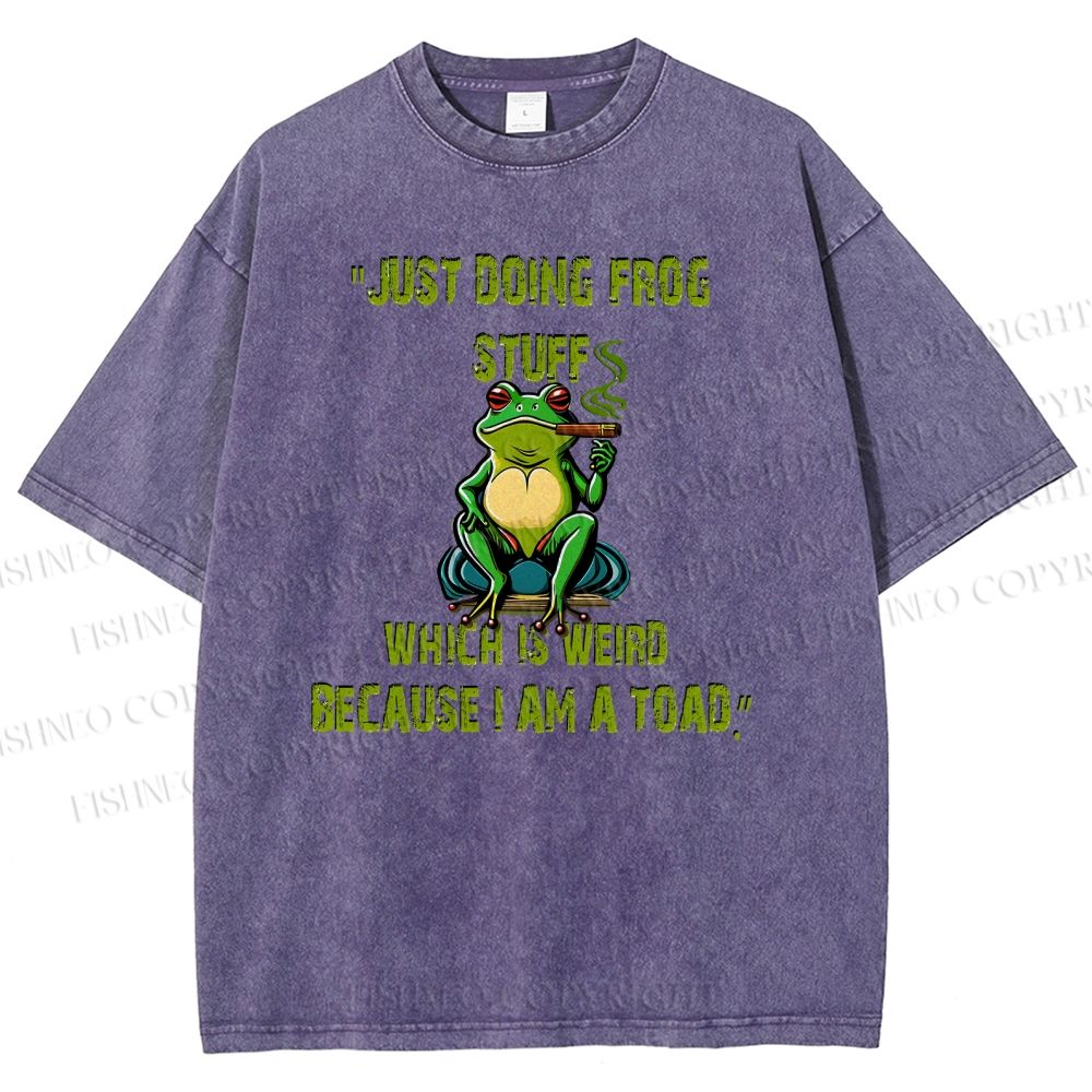 Unisex Cartoon Frogs Printed Washed Tee