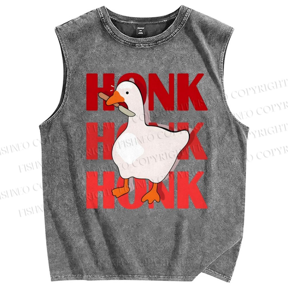 Unisex Honk Printed Washed Tank Top
