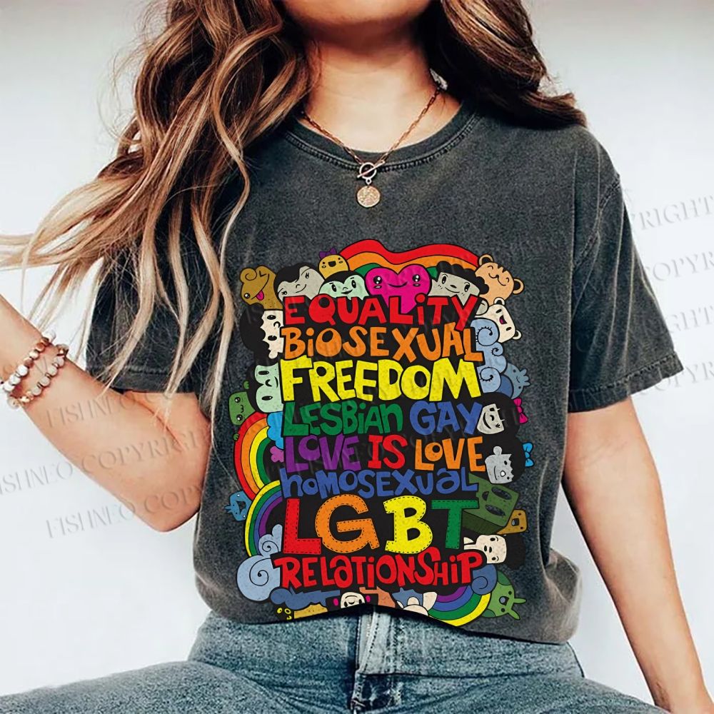 Unisex Unisex Pride Graffiti Printed Washed Tee