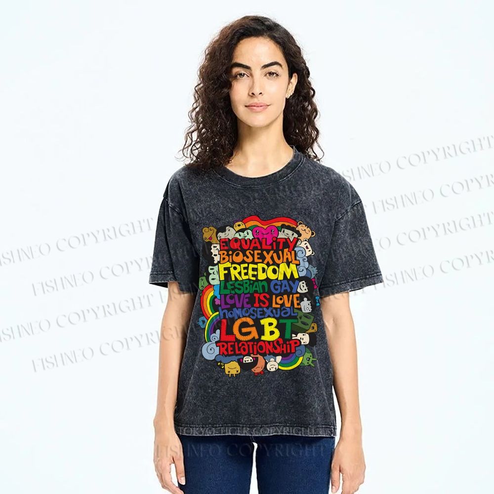 Unisex Unisex Pride Graffiti Printed Washed Tee