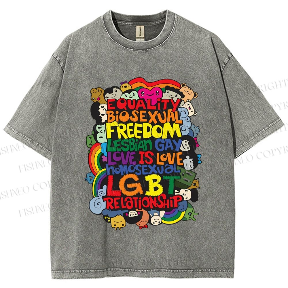 Unisex Unisex Pride Graffiti Printed Washed Tee