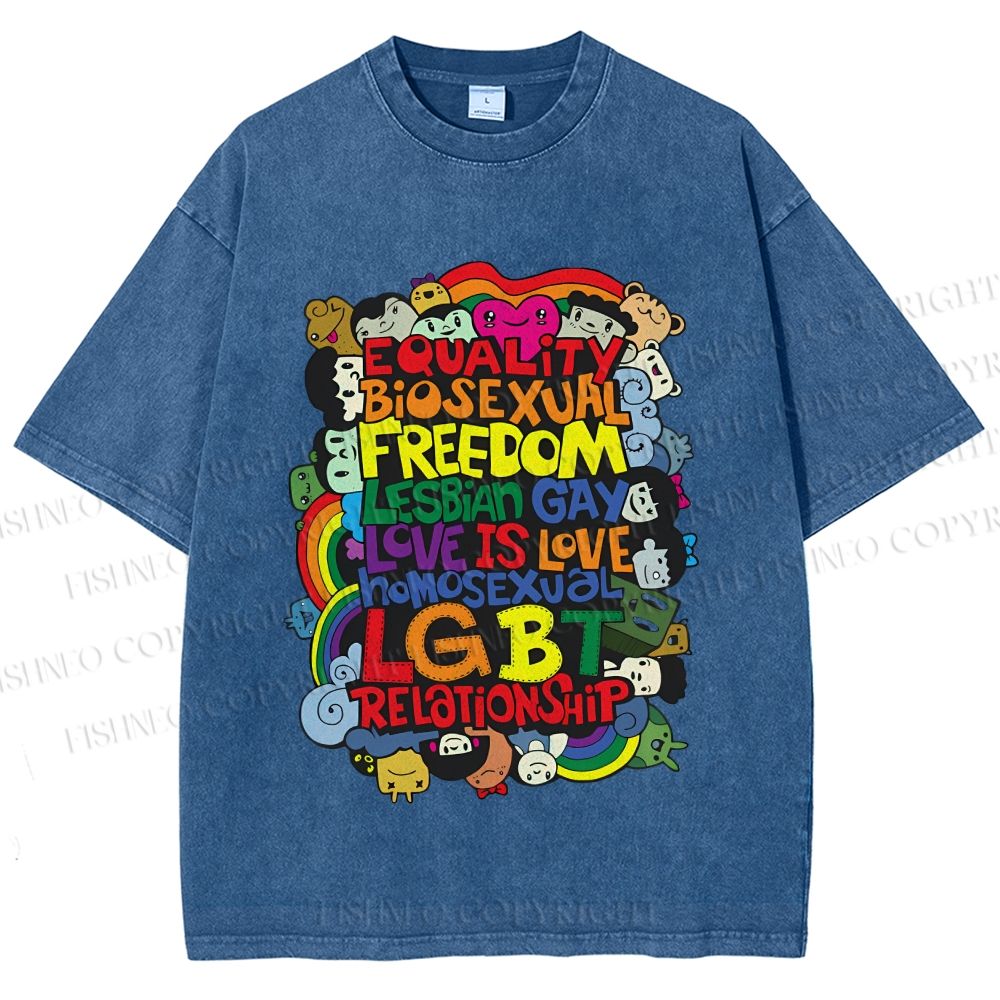 Unisex Unisex Pride Graffiti Printed Washed Tee