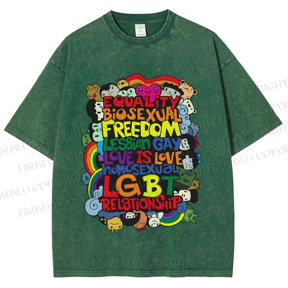 Unisex Unisex Pride Graffiti Printed Washed Tee